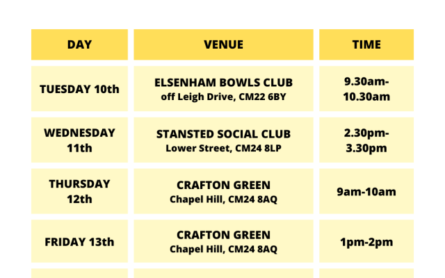 TouchPoint Community Food Share dates for w/c 9th January